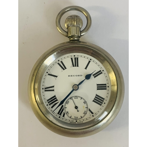 316 - RECORD RAILWAY POCKET WATCH, KEYLESS WITH SCREW BACK - MARKED CUPREL DENNISON - MECHANICS MOVEMENT S... 