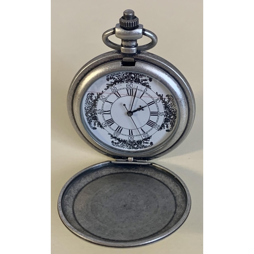 319 - A SILVER COLOURED POCKETWATCH INSCRIBED TO COVER 'CAPTAIN JAMES COOK 1728 1779' BACK MARKED 'MY TRUS... 