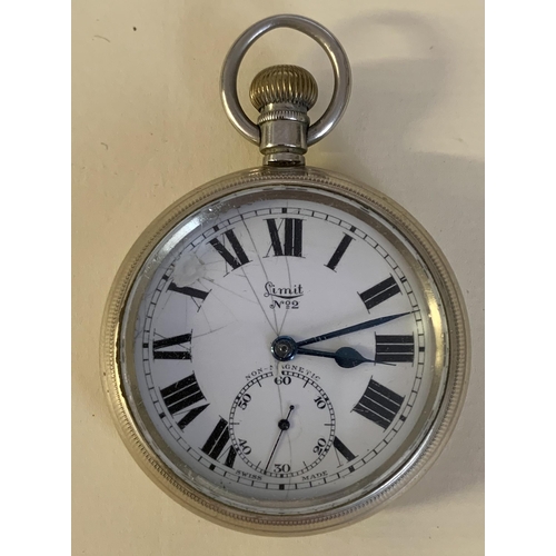 325 - LIMIT NO.2 KEYLESS POCKETWATCH - MARKED LMS 7754 FAINTLY TO REAR - WHITE DIAL MARKED 'LIMIT NO.2' RO... 