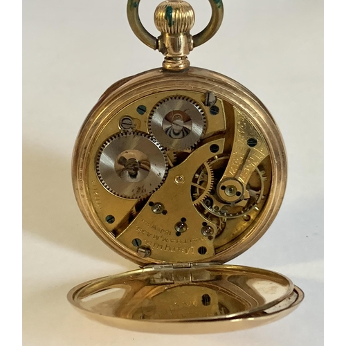 332 - WALTHAM USA YELLOW METAL GP KEYLESS POCKET WATCH - WITH HINGED FRONT & BACK, WHITE ENAMEL DIAL WITH ... 