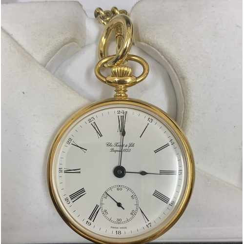 346 - A MODERN TISSOT KEYLESS POCKET WATCH, WHITE DIAL WITH ROMAN AND ARABIC NUMERALS, SECONDARY DIAL AT 6... 