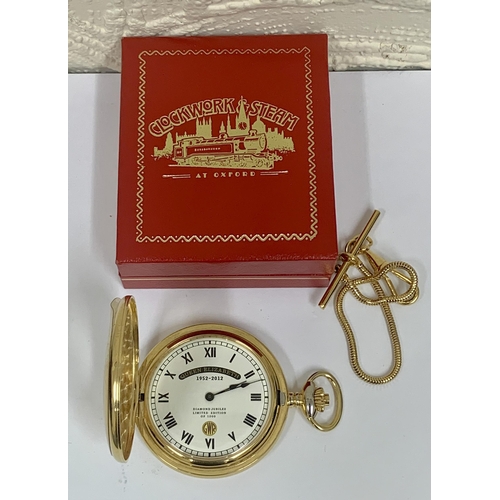 348 - HALF HUNTER KEYLESS FOB WATCH MARKED GWR QUEEN ELIZABETH 1952-2912 DIAMOND JUBILEE LTD EDITION OF 10... 