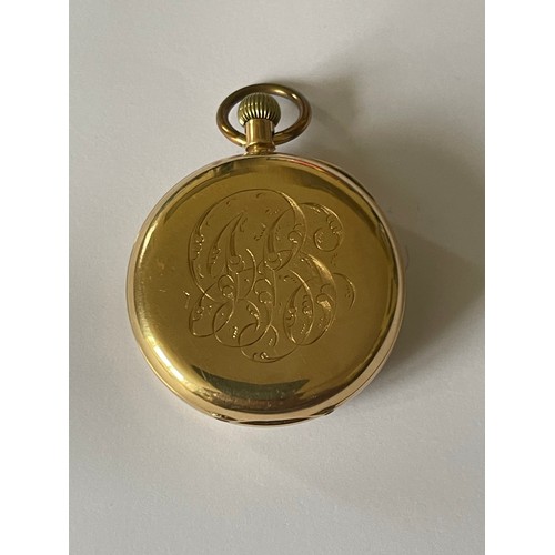 313 - A late Victorian 18ct gold cased open faced pocket watch, keyless wind, by Sir John Bennett Ltd, Lon... 