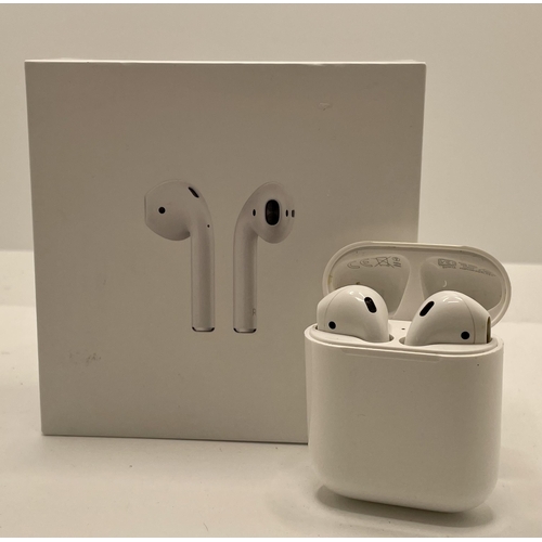 12 - BOXED PAIR OF APPLE AIRPODS IN CHARGING CASE WITH CHARGING WIRE