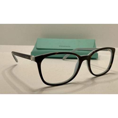 19 - PAIR OF TIFFANY AND CO BLUE FRAMED` SPECTACLE FRAMES TF 2109-H-B WITH CASE