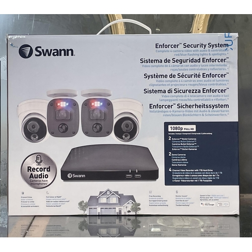 3 - BOXED SWANN ENFORCER SECURITY SYSTEM - EXPANDABLE 3 CAMERA VIDEO/AUDIO WITH CONTROLLABLE RED/BLUE FL... 