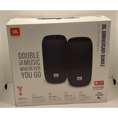 4 - BOXED SET OF 2 JBL LINK PORTABLE. BLUETOOTH SPEAKERS WITH GOOGLE ASSISTANT