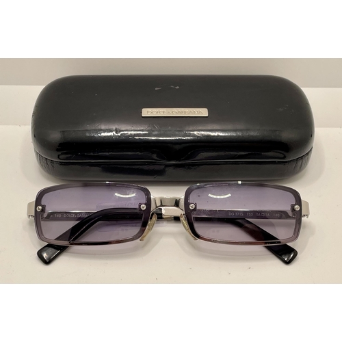 49 - PAIR OF DOLCE AND GABBANA SILVER RIMMED LOZENGE SHAPED SUNGLASSES - DG 371S WITH CASE - EX DISPLAY