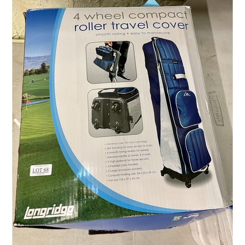 68 - BOXED LONG RIDGE FOUR WHEEL COMPACT ROLLER GOLF BAG TRAVEL COVER