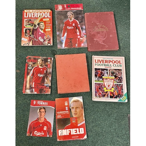 331 - LIVERPOOL FC MEMORABILIA - VARIOUS H/B BOOKS, VARIOUS PROGRAMMES, AND PHOTOGRAPHS