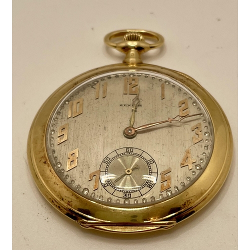 353 - 18CT YELLOW GOLD CYMA POCKETWATCH MARKED '18K 0.750' OWL & HEAD IMPRESS MARK AND ZB- MOVEMENT MARKED... 