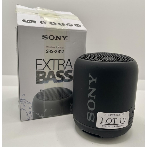 10 - BOXED SONY SRS-XB12 EXTRA BASE BLUETOOTH SPEAKER WATERPROOF & DUSTPROOF