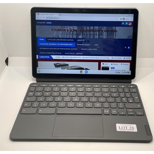 28 - LENOVO IDEAPAD DUET 10.1 CHROMEBOOK ZA6F0025GB    - TINY MARK TO TOP RIGHT OF CASE