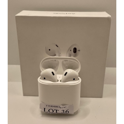 36 - BOXED APPLE AIRPODS WITH CHARGING WIRE