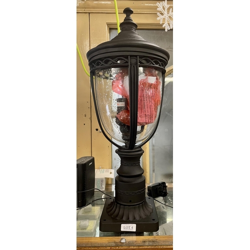 4 - Feiss English Bridle 3 Light Exterior Pedestal Lantern