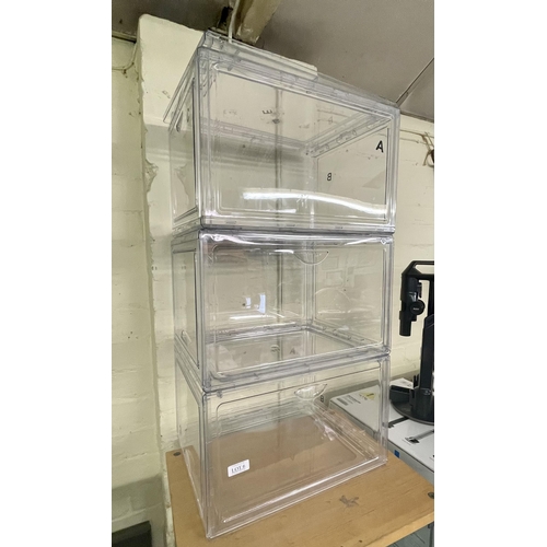 6 - SET OF 2 STACKABLE SHOE BOXES/DISPLAY CASES