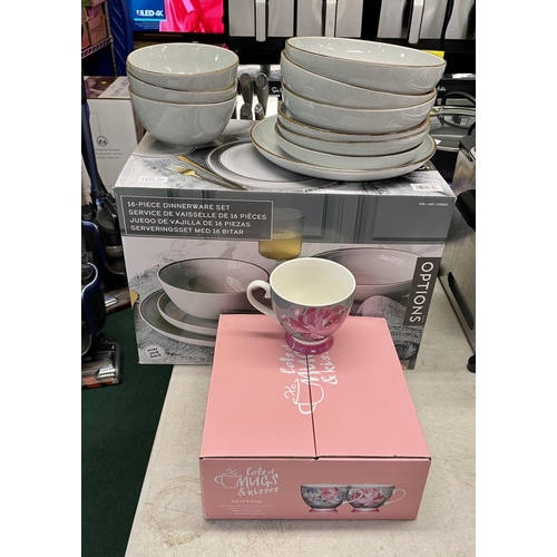 70 - BOXED PART OPTIONS DINNERWARE SET - 10 PIECES TOGETHER WITH A BOXED KITCHENCRAFT LOTS OF MUGS AND KI... 