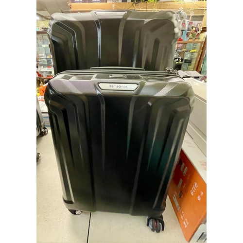 112 - SAMSONITE 2 PIECE ENDURE HARDSIDE SUITCASE SET - LARGE/CABIN - BLACK (SUPERFICIAL LOOSE GRIP TO TELE... 