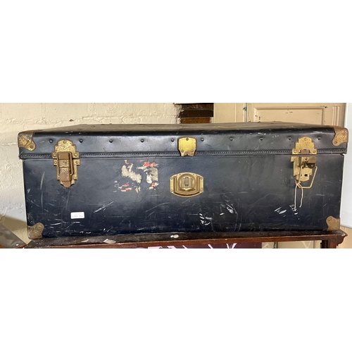 291 - 2 X LARGE VINTAGE TRAVEL TRUNKS - FITTINGS RUSTED