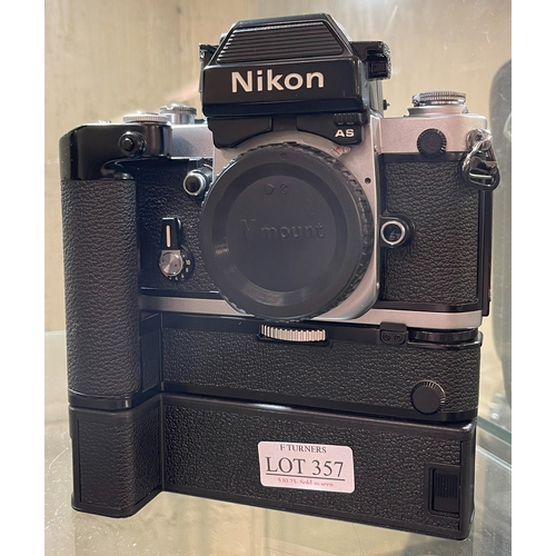 357 - A NIKON AS CAMERA BODY WITH A NIKON MD3 AND AN MB2 MOTOR DRIVE