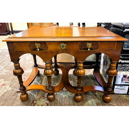 285 - AN INLAID WALNUT LOW BOY - SINGLE DRAWER - 98CML X 60CMD X 70CMH