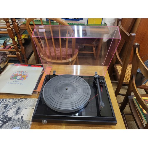 312 - PINK TRIANGLE LPT GTI TURNTABLE WITH ROKSAN TABRIZ TONE ARM (NO STYLUS)