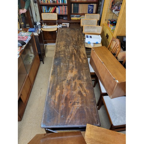 244 - AN ANTIQUE OAK LONG KITCHEN PREPARATION TABLE - 240CML X 60CMD X 80CMH