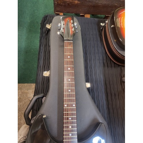 300 - A SHAFTESBURY 3261 BLACK AND WHITE 6 STRING ELECTRIC GUITAR