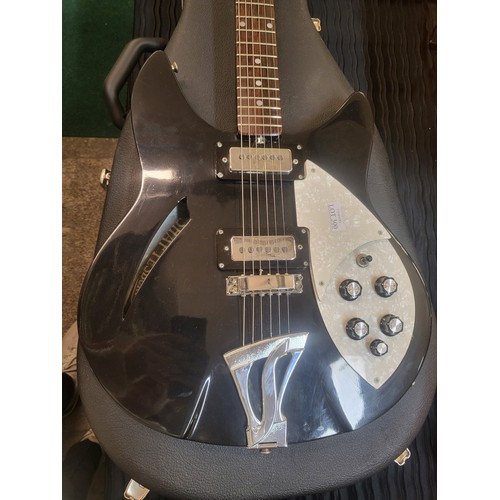 300 - A SHAFTESBURY 3261 BLACK AND WHITE 6 STRING ELECTRIC GUITAR