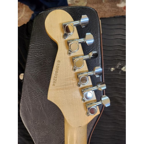 302 - SUNBURST ELECTRIC GUITAR MARKED FENDER ORIGINAL CONTOUR BODY - MISSING BACK PLATE, NUMBER TO HEAD 61... 