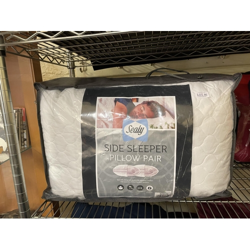 SET OF 2 SEALY SIDE SLEEPER PILLOWS IN CARRY BAG