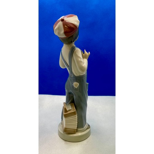 231 - Lladro figure 4898 boy from madrid with accordion in bib'n brace with hat