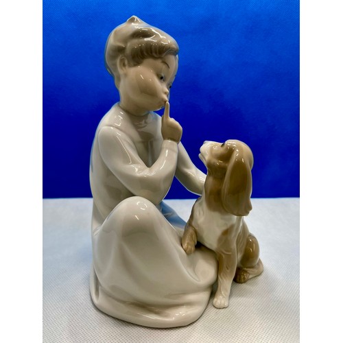 233 - Glossy Finish Boy with Dog 1004522 - Lladro Porcelain Figurine