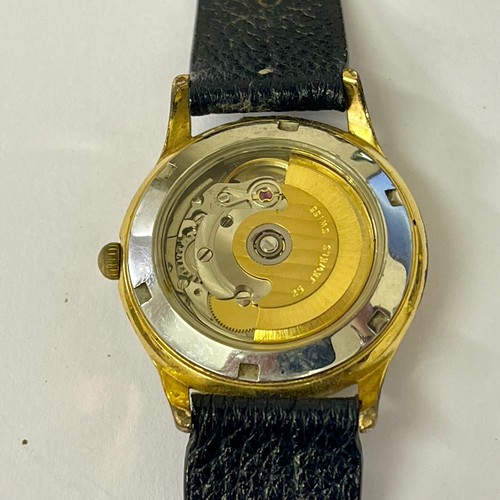 248 - A SEWILLS OF LIVERPOOL AUTOMTIC WRISTWATCH ON BLACK GARRARD STRAP =DATE APERTURE AT 3, MARKED 'SEWIL... 