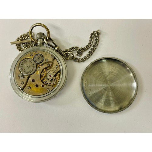 249 - A HELVETIA GENERAL WATCH CO MILITARY POCKET WATCH  - MARKED TO REAR CASE 'GS/TP P53334 ↑'  WOUND & R... 