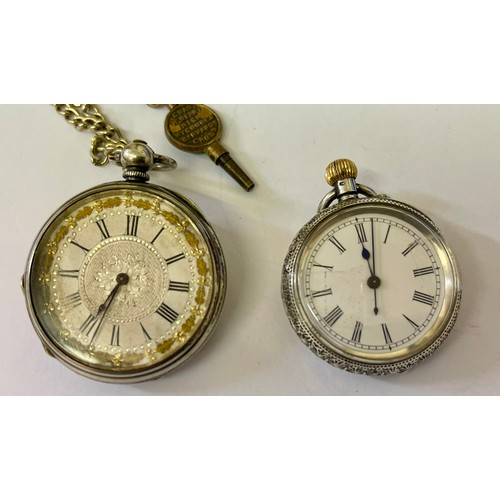 250 - A DELICATE SILVER CONTINENTAL POCKET WATCH WITH CHASED DESIGN -KEYLESS MOVEMENT MARKED 0.935 WITH TH... 