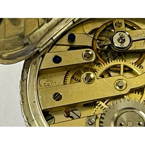 250 - A DELICATE SILVER CONTINENTAL POCKET WATCH WITH CHASED DESIGN -KEYLESS MOVEMENT MARKED 0.935 WITH TH... 