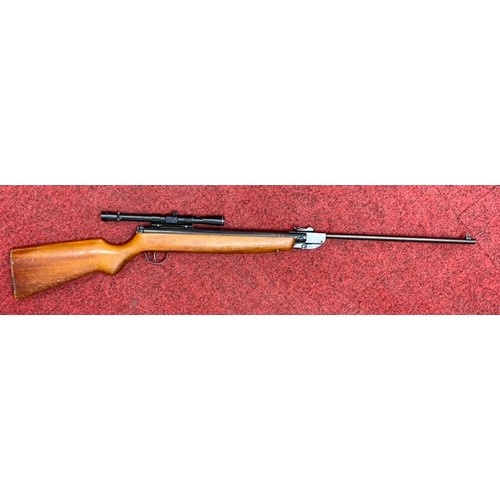 267 - HAENEL MODEL 302 GERMAN MADE .22 BREAK BARREL AIR RIFLE WITH A BSA 4/20 TELESCOPIC SIGHT - TOGETHER ... 