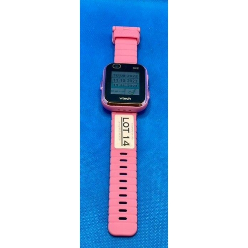 14 - V-TECH KIDIZOOM DX2 CHILDRENS SMART WATCH IN PINK WITH CHARGER