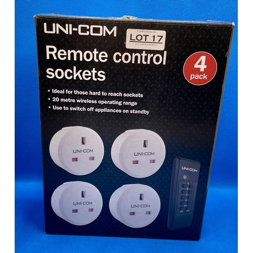 17 - BOXED SET OF 4 UNICOM REMOTE CONTROL SOCKETS - WIRELESS CONTROL PLUG SOCKETS