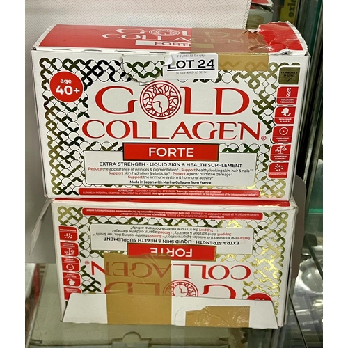 24 - 2X BOXES OF GOLD COLLAGEN FORTE SKIN/HAIR/NAIL HEALTH LIQUID SUPPLEMENT - (20) UNOPEND -A/NEW -NOTE ... 