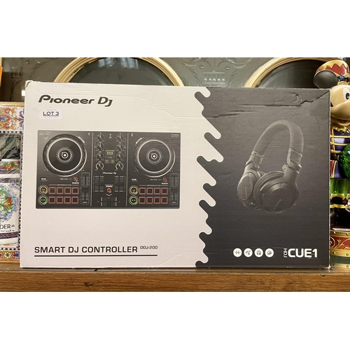 3 - BOXED PIONEER DJ SMART DJ CONTROLLER DDJ-200 WITH CUE 1 HEADPHONES