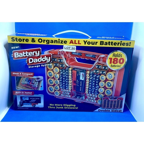 30 - BATTERY DADDY -BATTERY STORAGE/ORGANISER - BOXED (NB BATTERY TESTER FAULTY)