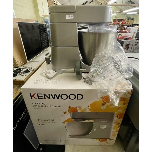 61 - KENWOOD CHEF XL STAND MIXER -KBL4100S WITH 6.7L BOWL/ 3 PADDLES/COVER - BOXED