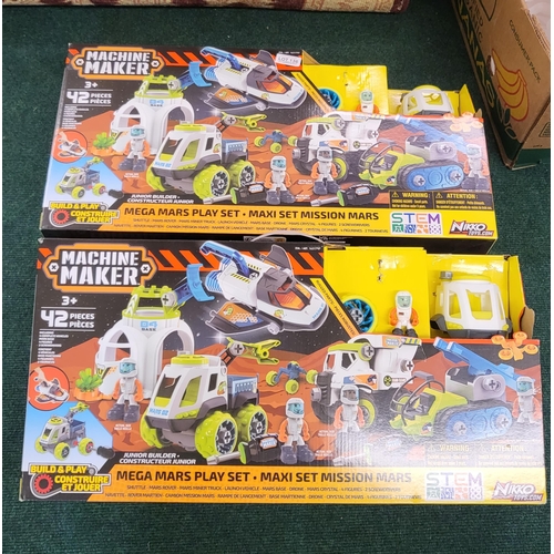 136 - 2X MACHNE MAKER MEGA MARS PLAY SETS -BOXED - BOTH MISSING 1 FIGURE