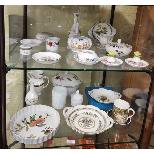 299 - ENGLISH STAFFORDSHIRE BONE CHINA (ACROSS 2 SHELVES) INCL. A COLLECTION OF AYNSLEY POTTERY AND OTHERS... 