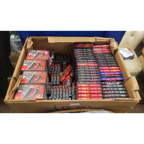 398 - BOX OF RECORDABLE CASSETES INCL TDK NORMAL POSITION D90 160 SINGLE, 10 5X PACKS & 2X 3 PACKS