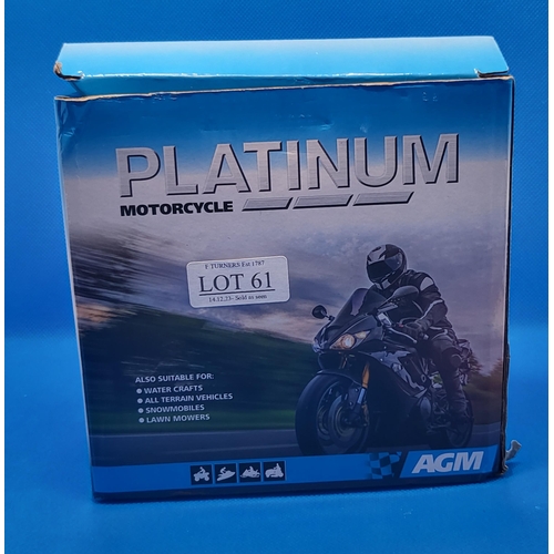 61 - BOXED PLATINUM MOTORCYCLE BATTERY - 12V/12AH PRT CTM X14-BS