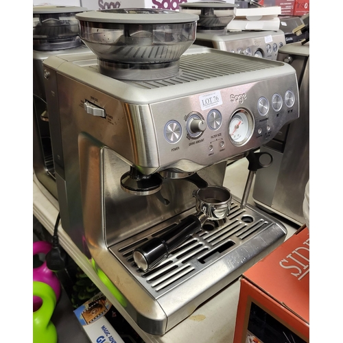 76 - SAGE BARISTA EXPRESS BEAN TO CUP COFFEE MACHINE NO BOX - WILL NOT DISPENSE WATER