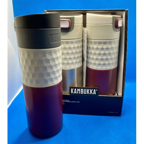 115 - KAMBUKA ETNA COFFEE & TEA MUGS - 1 BOXED PAIR, 1 LOOSE -3 IN TOTAL